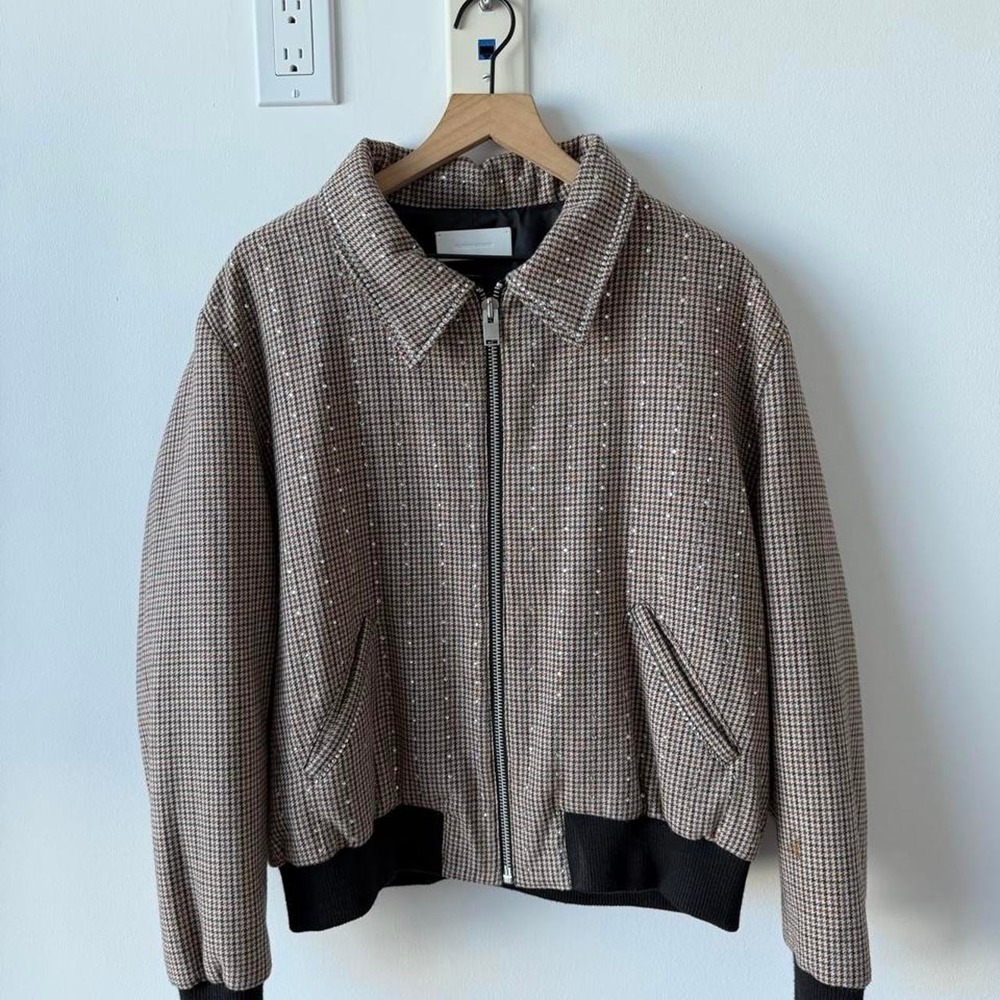 Fleur Homme brown plaid bomber jacket